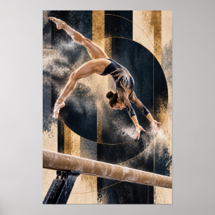 Kunstturnerin auf Schwebebalken Abstrakte Sportart Poster