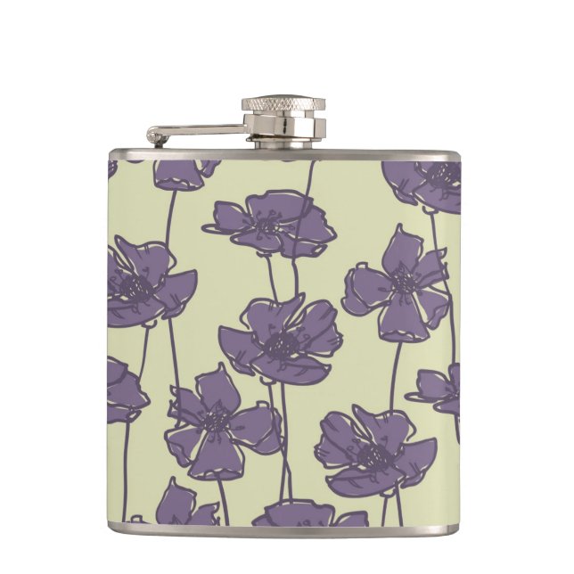 KunstVintager Blumenmusterhintergrund Flachmann (Vorderseite)