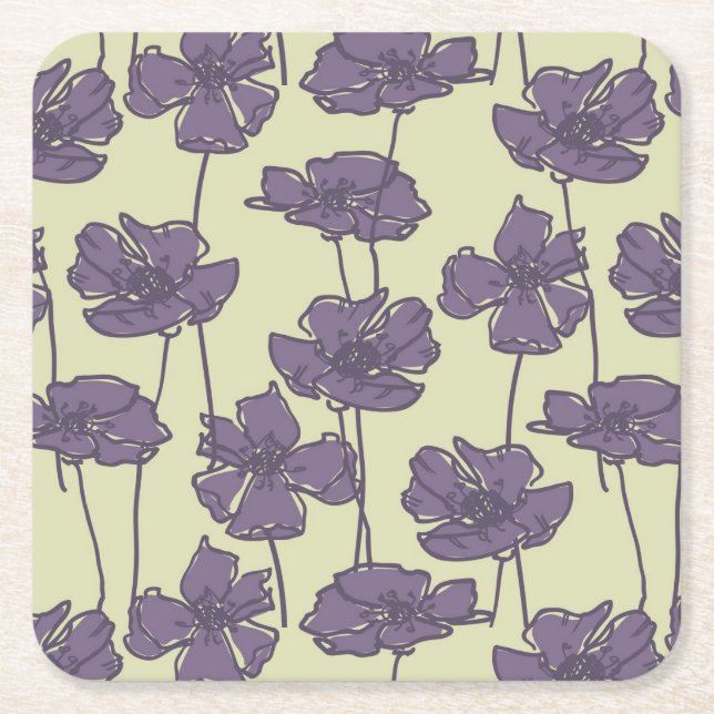 KunstVintager Blumenmusterhintergrund Rechteckiger Pappuntersetzer (Vorderseite)