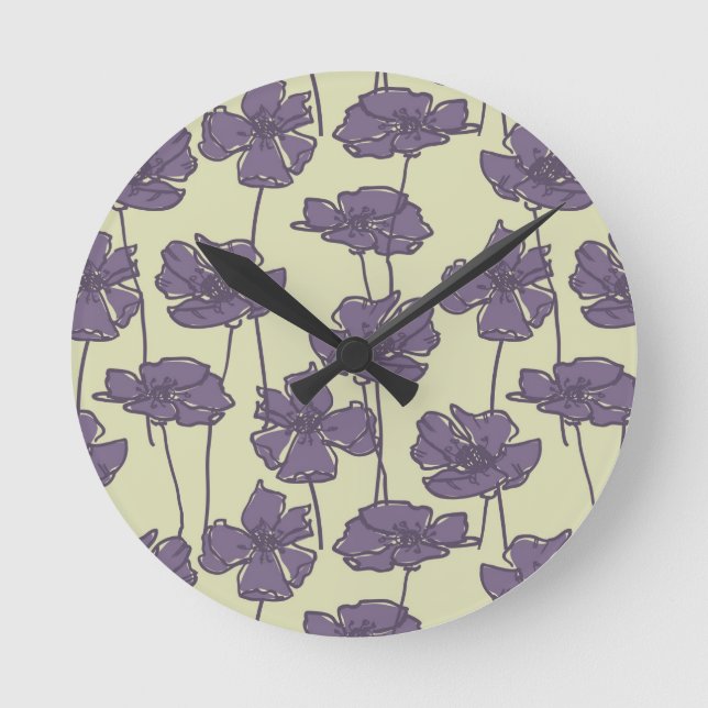 KunstVintager Blumenmusterhintergrund Runde Wanduhr (Vorderseite)