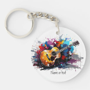 Kunstvolle abstrakte Gitarrenmusik-Liebhaber-Kunst Schlüsselanhänger
