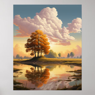 Kunstvolle Landschaftsillustration Natur Poster