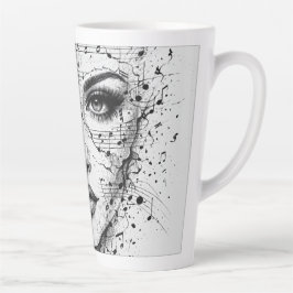 Kunstvolle Notenblatt-Gesichtskunst Schwarz Weiß K Milchtasse