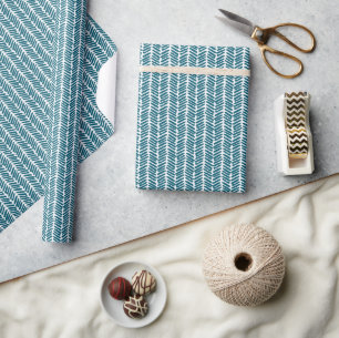 Kunstvolle Türkis-Blau-Grün-Weiße Zickzack-Streife Geschenkpapier
