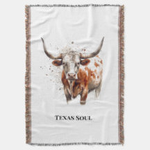 Kunstvolle Wasserfarbe Longhorn Western Ranch Art