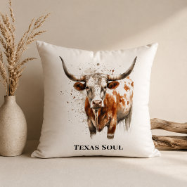 Kunstvolle Wasserfarbe Longhorn Western Ranch Art Kissen