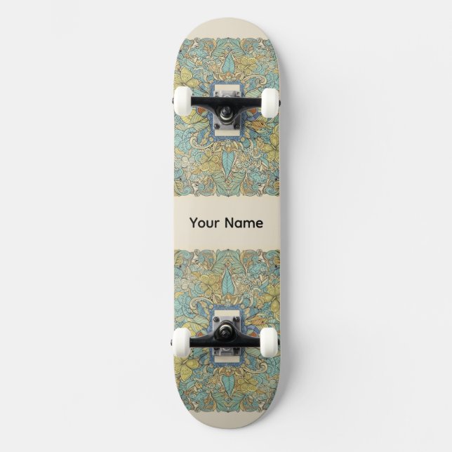Kunstvolle Zentangle-Skateboard mit individuellem  Skateboard (Vorderseite)