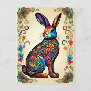 Kunstvoller Osterhase 5 Postkarte
