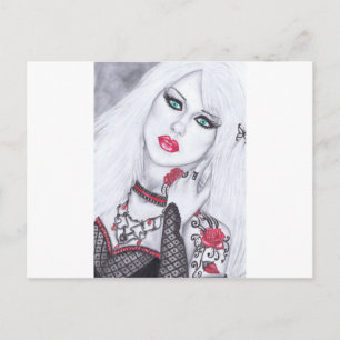 Kunstwerk der schönen Damen und Blume Postkarte