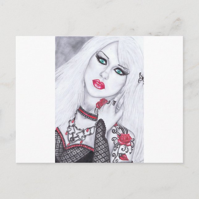 Kunstwerk der schönen Damen und Blume Postkarte (Vorderseite)