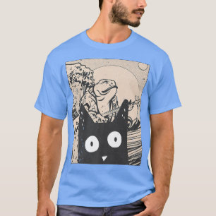 Kunstwerk Frosch Welle Kawaii Katze Japanisch Vint T-Shirt