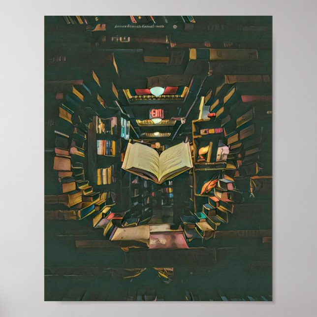 Kunstwerk für Buchliebhaber Poster (Vorne)