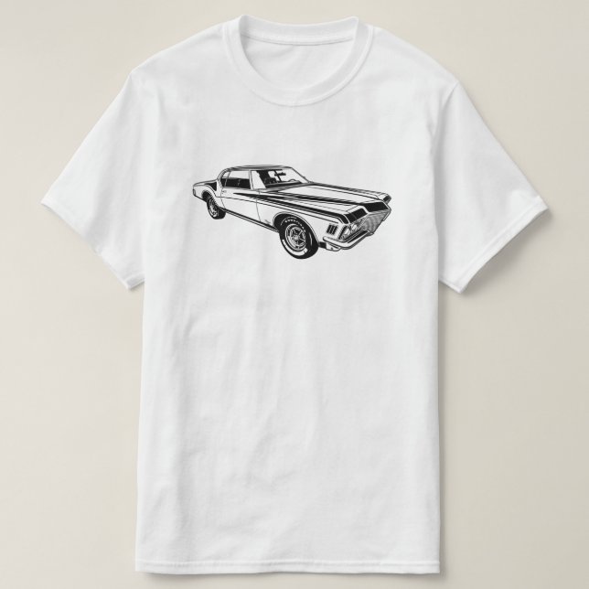 Kunstwerk Illustration Buick Riviera GS 1971 Vorde T-Shirt (Design vorne)