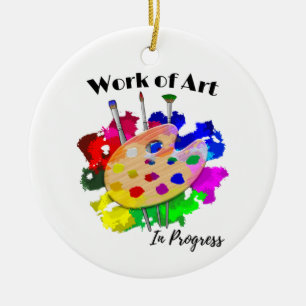 Kunstwerk in Bearbeitung Artist Palette Pinsel Keramik Ornament