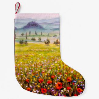 Kunstwerk Italienische Zypressenlandschaft mit m Kleiner Weihnachtsstrumpf