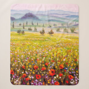 Kunstwerk Italienische Zypressenlandschaft mit m Sherpadecke