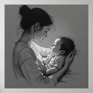 Kunstwerk Mutter & Baby Poster