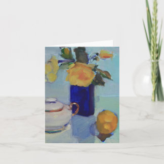 Kunstwerk von Gelben Rosen und Zitrone Karte