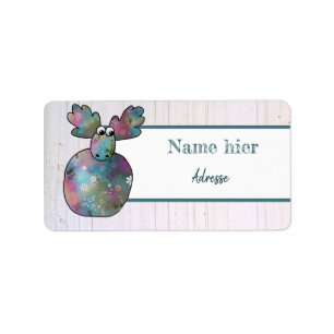 Kunterbunter Elch Adressaufkleber