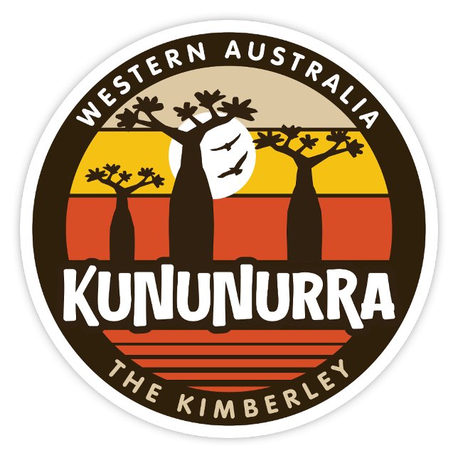 Kununurra, Western Australien Aufkleber (Kununurra, The Kimberley, Western Australia Retro Round Sticker)