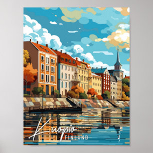 Kuopio Finland Vintage Illustration Poster