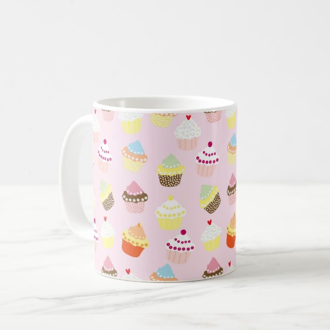 KUPCAKES FOOD PINK PATTERN KAFFEETASSE (Vorderseite Links)