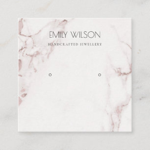 KUPER BLUSH PINK MARBLE STUD EARRING DISPLAY LOGO QUADRATISCHE VISITENKARTE