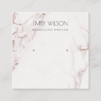 KUPER BLUSH PINK MARBLE STUD EARRING DISPLAY LOGO QUADRATISCHE VISITENKARTE