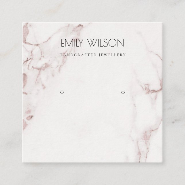 KUPER BLUSH PINK MARBLE STUD EARRING DISPLAY LOGO QUADRATISCHE VISITENKARTE (Vorderseite)