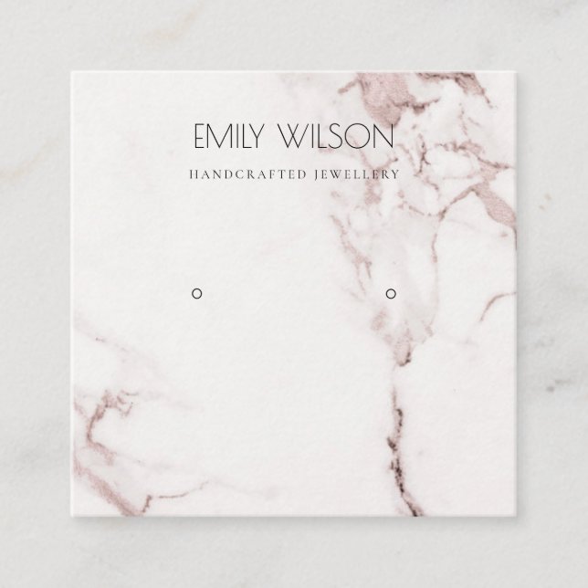 KUPER BLUSH PINK MARBLE STUD EARRING DISPLAY LOGO QUADRATISCHE VISITENKARTE (Vorderseite)