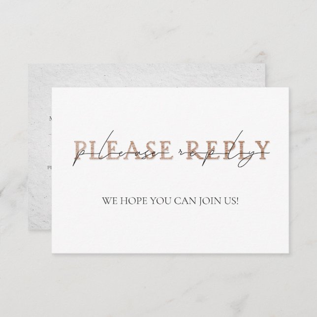 KUPER TYPOGRAPHY Hand Letter Wedding RSVP Einladung (Vorne/Hinten)
