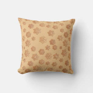 Kupfer-3-D-Schneeflocken auf Kupferuntergrund Kissen