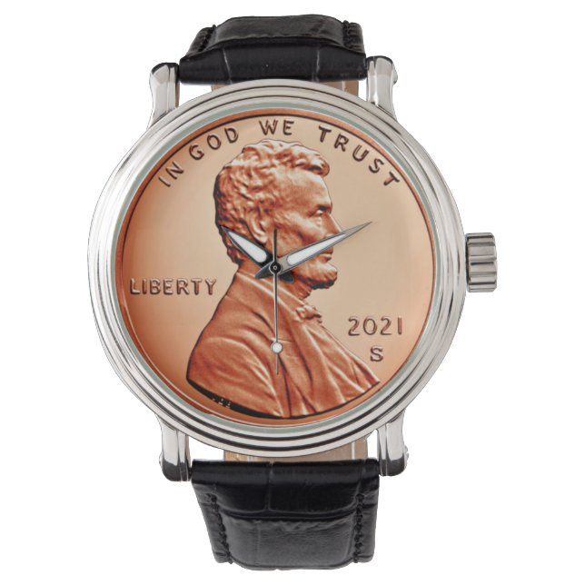 Kupfer Abraham Lincoln penny, ein Cent 2021 Watch Armbanduhr (Vorderseite)