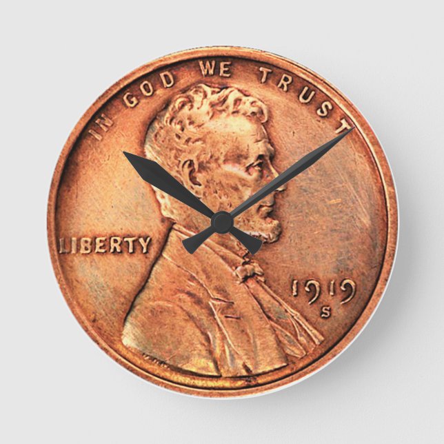 Kupfer Abraham Lincoln penny, ein Cent Kupfer Runde Wanduhr (Vorderseite)