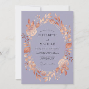 Kupfer-Amethyst-Kranz-Hochzeit Einladung