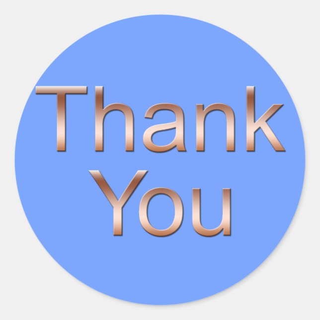Kupfer auf blau Danke Stickers (Vorderseite)