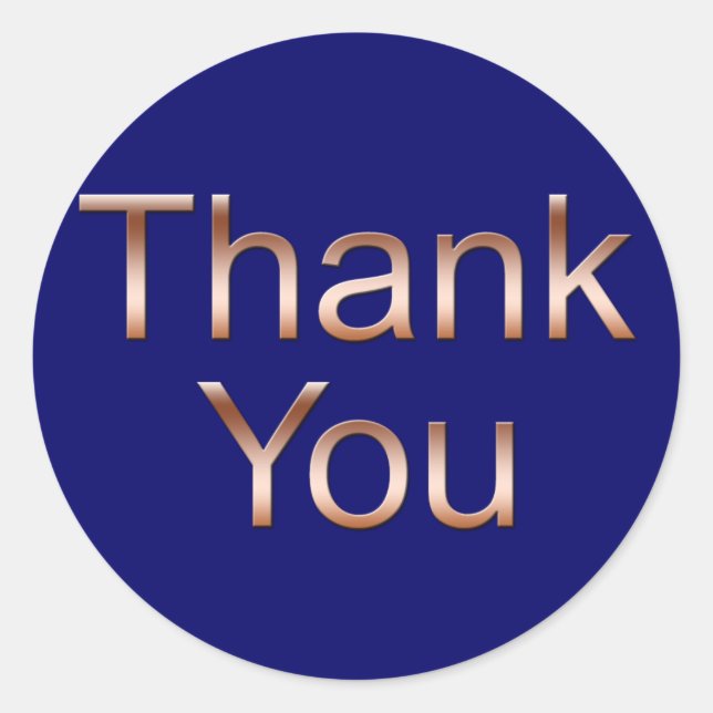 Kupfer auf dunkelblau Danke Stickers (Vorderseite)