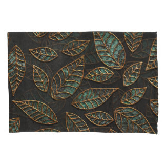 Kupfer Blätter: Schwarze Grunge Textur. Kissenbezug