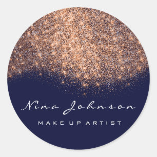 Kupfer Blue Navy Rose Glitzer Makeup Artist Beauty Runder Aufkleber