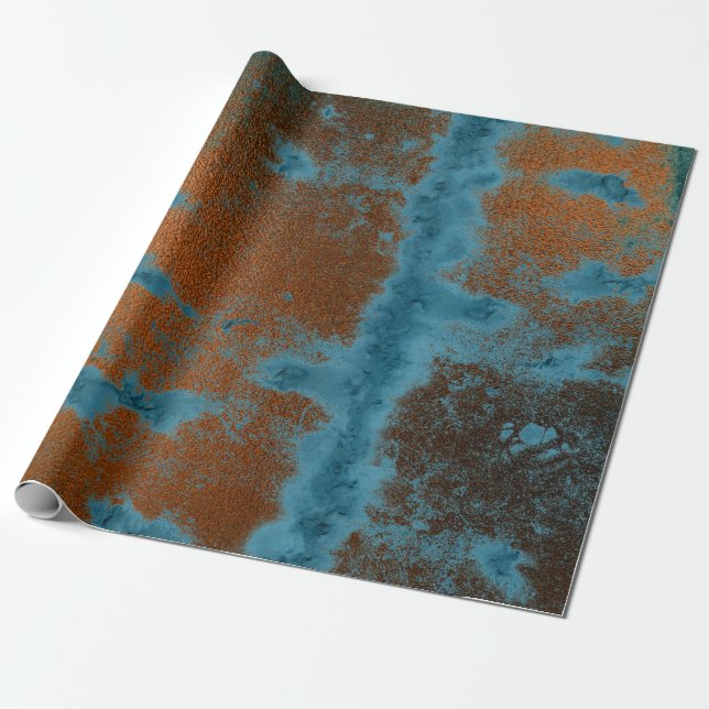 Kupfer Blue Patina Metallic Grungy Urban Abstrakt Geschenkpapier (Ungerollt)