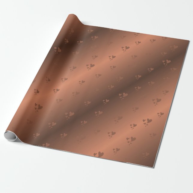 kupfer, braun, Weihnachten, Herz, Weihnachten, glä Geschenkpapier (Ungerollt)