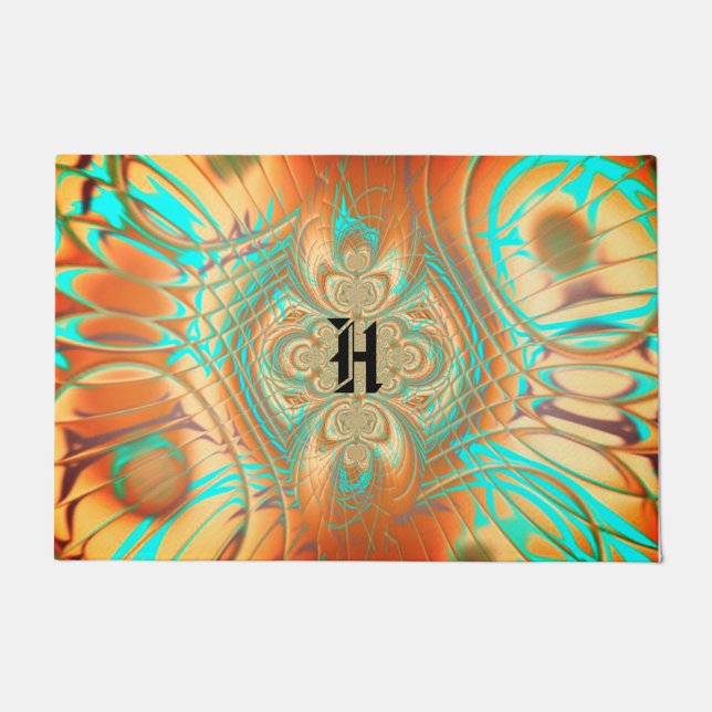 Kupfer Bronze Abstrakte Mustermatte Fußmatte (Vorderseite)