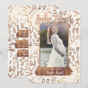 Kupfer-Bronze-Goldfolie Moderne Babyparty-Foto Einladung