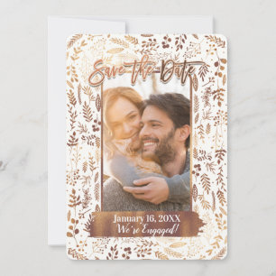 Kupfer-Bronze-Goldfolie Moderne Save-the-Date-Foto Einladung