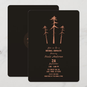 Kupfer Bronze Hohe Kiefern Landhochzeit Brautparty Einladung