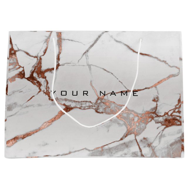 Kupfer Bronze Marmor Metallic Geschenk Grau Silver Große Geschenktüte (Vorderseite)