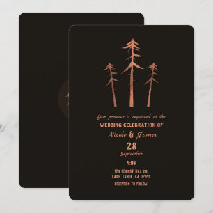 Kupfer Bronze Tall Pine Bäume Rustikale Hochzeit Einladung