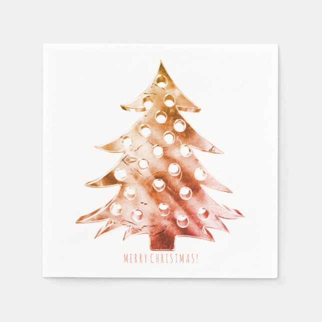 Kupfer Brown Christmas Tree Rustikales Elegant Serviette (Vorderseite)