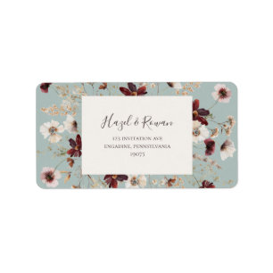 Kupfer-Burgund-Wildblume AQUAMARINE RÜCKSENDEADR Adressaufkleber
