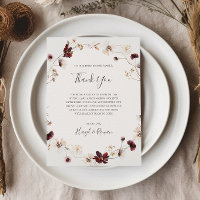 Kupfer-Burgund-Wildblume | Beige Dankeskarte